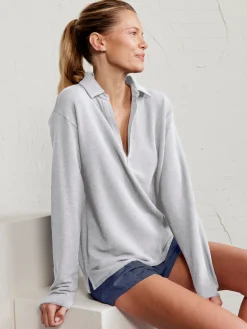 Women tasc French Terry Polo Sweatshirt