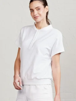 Women tasc Villa Knit Seersucker Short Sleeve Henley