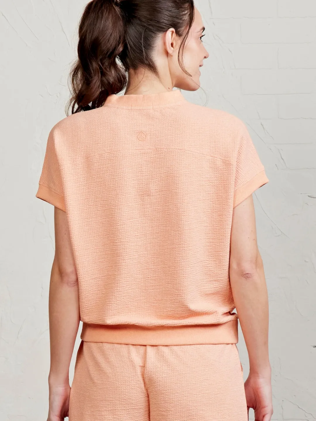 Women tasc Villa Knit Seersucker Short Sleeve Henley