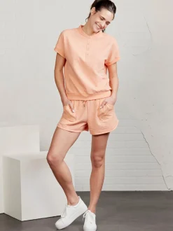 Women tasc Villa Knit Seersucker Short Sleeve Henley